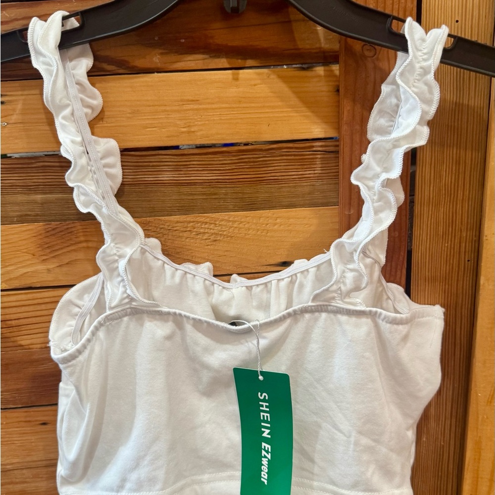 White Ruffled Tank Top - Picture 2 of 3